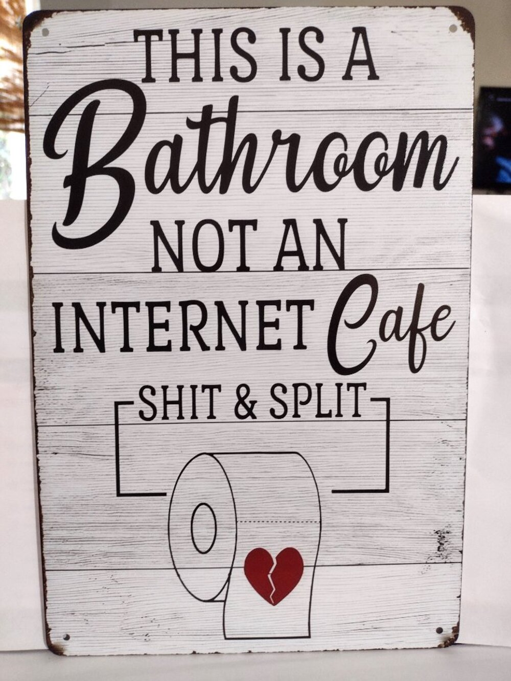 Metal Sign Bathroom Sign Not an Internet Cafe Funny Hint Posted Potty Policy
